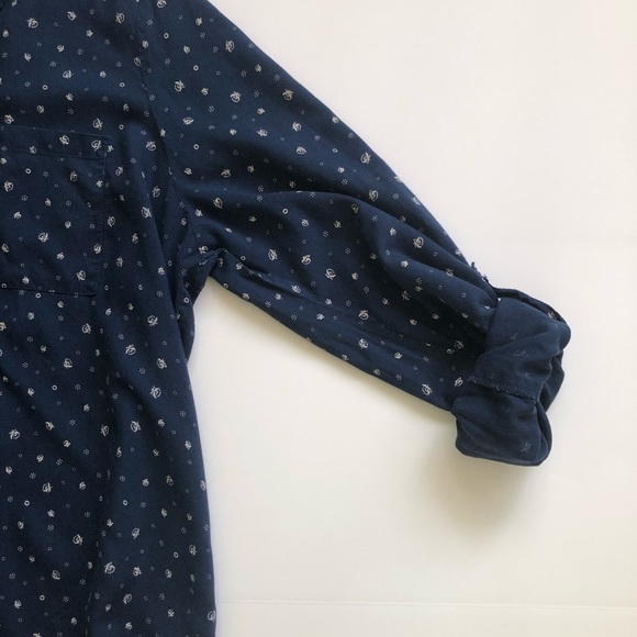 Mavi Navy Blue Button Down Roll Tab Sleeve Blouse - Picture 6 of 8